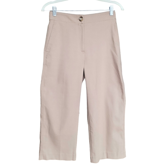 Ann Taylor | Women's Beige Petite High Rise Kate Wide Leg Crop Pant -Size 2P - Picture 2 of 13